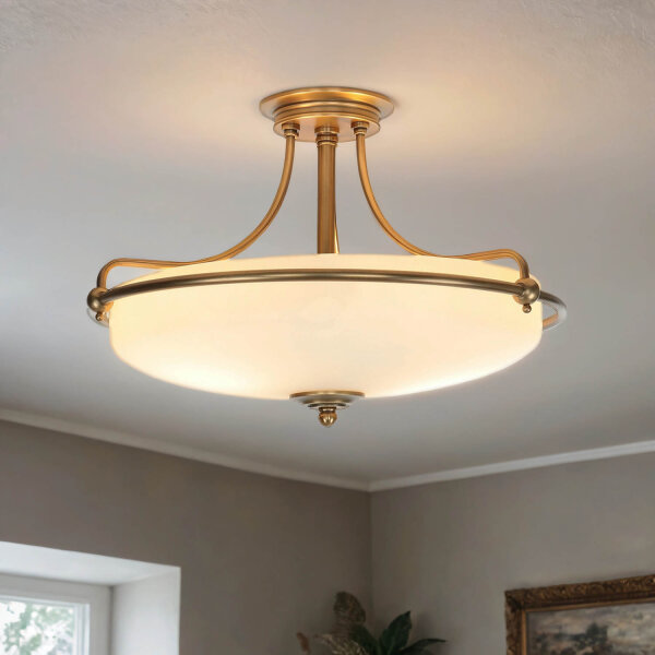 Plafonnier ASPERO laiton crème 4xE27 Lampe