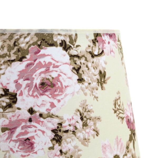 Tissu Abat-jour Lampadaire Blanc Rose Fleurs E27