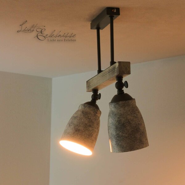 Plafonnier vintage pivotant shabby blanc taupe AGAP