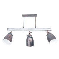 Spot de plafond 3 flammes E27 métal bois shabby