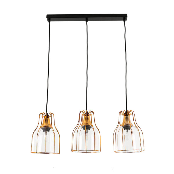 Lampe à suspendre vintage ARIA cuivre 3-flmg max. P:1m