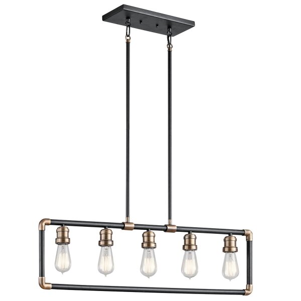 DREVO Plafonnier noir 5xE27 raccourcissable Lampe