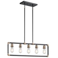 DREVO Plafonnier noir 5xE27 raccourcissable Lampe