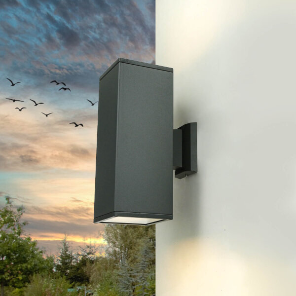 Lampe dextérieur Anthracite Up Down IP54 carrée 30cm