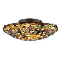 Plafonnier FARFALLA 6 Bronze Lampe Tiffany