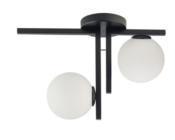 Plafonnier moderne noir métal verre L:45 cm G9