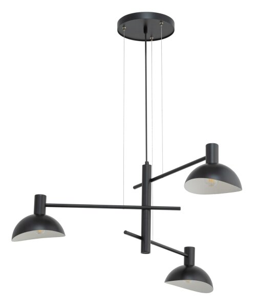 Lampe à suspendre noire métal intérieur blanc 3 flammes Moderne