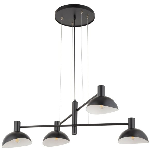 Suspension noir blanc métal L:90 cm 4-flamme E14