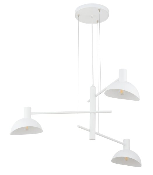 Suspension blanche métal 3 flammes L:75 cm E14 Moderne
