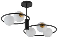 Plafonnier noir métal G9 5 flammes verre...