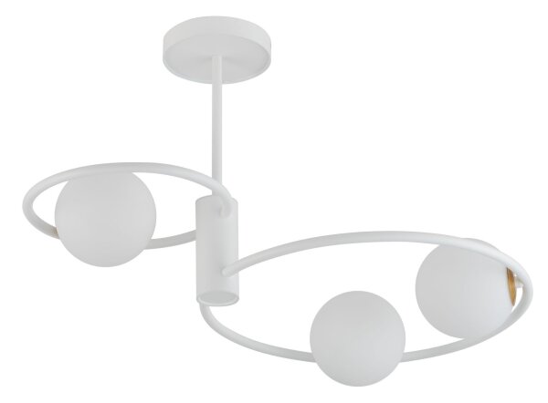 Grand plafonnier Blanc Métal Verre L:64 cm G9 Moderne