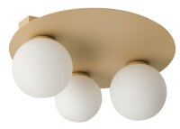 Plafonnier Or Verre Boule Métal 3 flammes L:40 cm