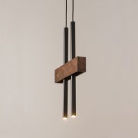 Longue lampe à suspendre métal bois noir 2...