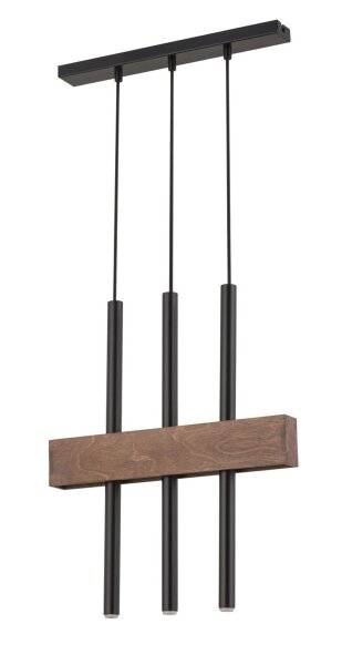 Confortable lampe à suspendre métal bois poutre 3 flammes