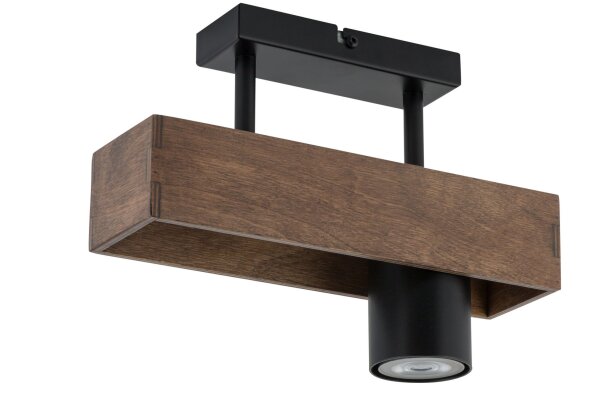 Plafonnier moderne métal bois GU10 L:27 cm confortable