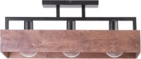 Plafonnier noir bois m&eacute;tal 3 flammes 60 cm E27