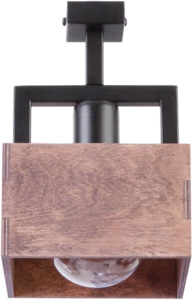 Petite lampe de plafond métal bois L:16 cm E27 confortable