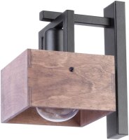 Applique en bois Noir M&eacute;tal E27 P:21 cm naturel
