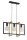 Grande lampe &agrave; suspendre noire or 3 flammes 50 cm &eacute;l&eacute;gante
