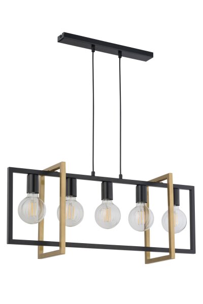 Lampe à suspendre métal noir or 5-flmg jusquà 0,8 m élégant
