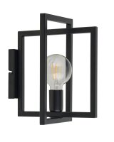 Applique noire m&eacute;tal E27 H:31 cm minimaliste