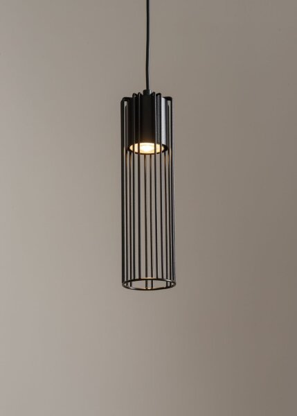 Cylindre Lampe à suspendre Noir Métal rond Ø8 cm GU10