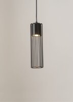Cylindre Lampe à suspendre Noir Métal rond...