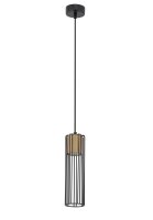 Suspension Cylindre Noir Or GU10 accentu&eacute;