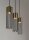 Longue lampe à suspendre Noir Or 60 cm Cylindre 3 flammes