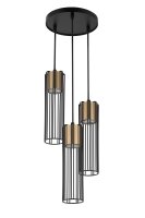 Suspension ronde noir or m&eacute;tal 3-flmg &Oslash;20 cm