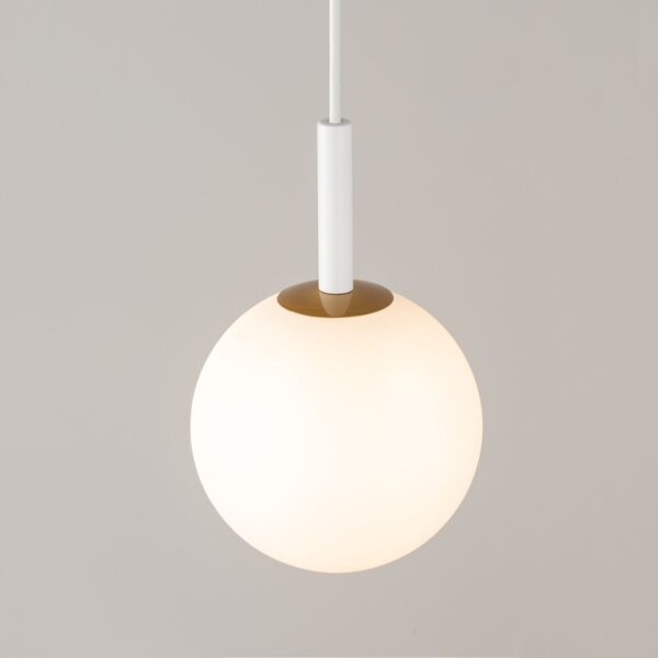 Suspension Blanc Sphère Métal Verre faible éblouissement Ø14 cm G9