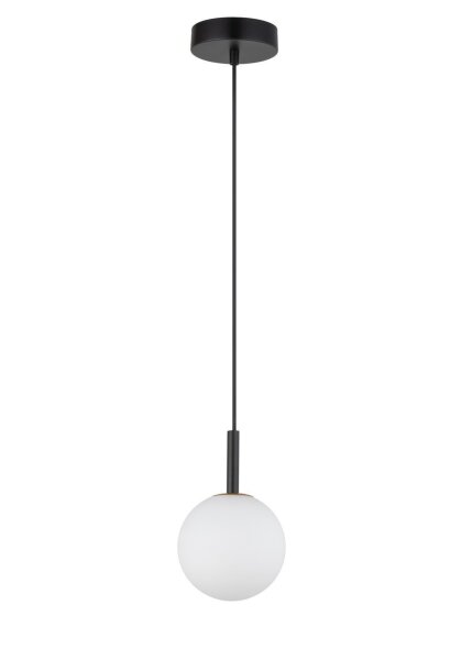 Boule Lampe à suspendre Noir Blanc Métal Verre Ø14 cm rond