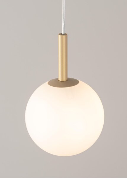 Lampe à suspendre ronde verre sphère métal or G9 Ø14 cm