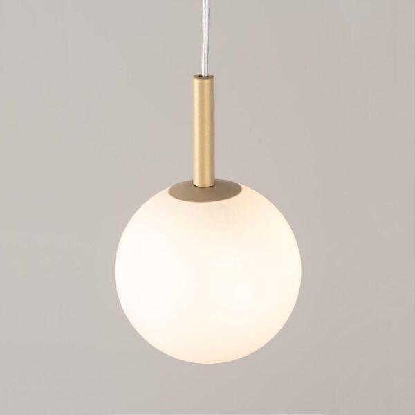 Lampe à suspendre ronde verre sphère métal or G9 Ø14 cm