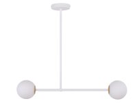 Plafonnier blanc m&eacute;tal verre 2flmg 80 cm faible...