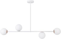 Plafonnier m&eacute;tal blanc verre G9 L:68 cm faible...