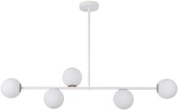Plafonnier blanc m&eacute;tal verre G9 5 flammes confortable
