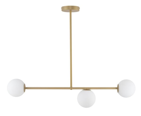 Plafonnier or verre métal G9 L:86 cm faible éblouissement