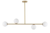 Plafonnier multi-flamme or m&eacute;tal verre blanc G9