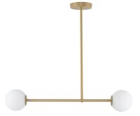 Plafonnier long m&eacute;tal dor&eacute; verre 80 cm G9...