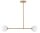 Plafonnier long m&eacute;tal dor&eacute; verre 80 cm G9 2-flmg