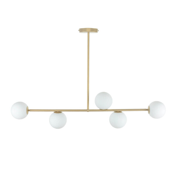 Plafonnier doré métal verre satiné G9 5 flammes