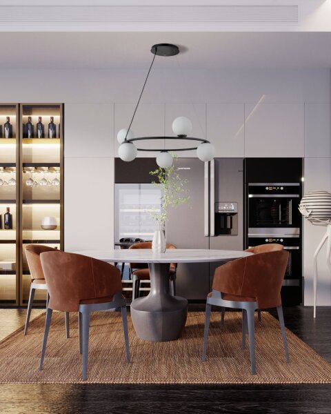 Kugel Lampe suspendue noir blanc verre métal G9 Ø68 cm