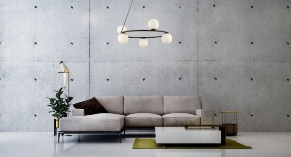 Kugel Lampe suspendue noir blanc verre métal G9 Ø68 cm