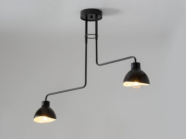 Plafonnier à 2 flammes blanc noir E27 L:93 cm allongé