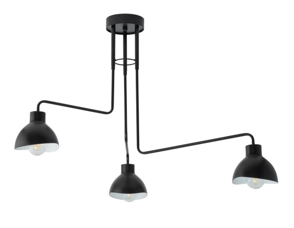 Plafonnier stylé noir blanc E27 3 flammes
