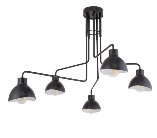 Grand plafonnier multi-flamme noir blanc L:104 cm