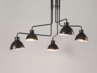 Grand plafonnier multi-flamme noir blanc L:104 cm