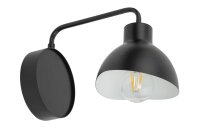 Applique noire Blanc M&eacute;tal H:19 cm E27 styl&eacute;