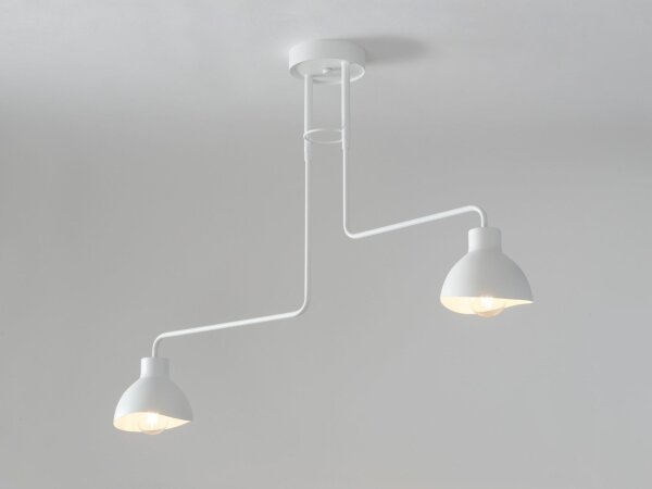 Plafonnier blanc métal 2flmg E27 jusquà 60W décoratif